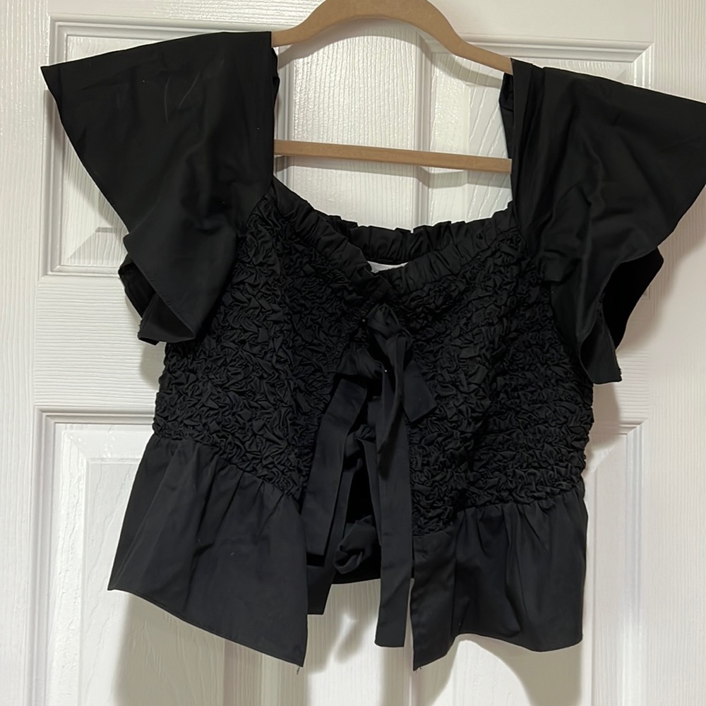 Anthropologie black crop blouse